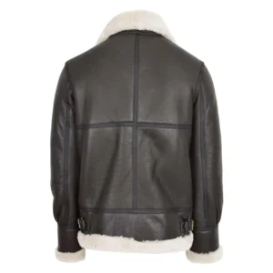 Back view of Men’s Classic B3 Original Sheepskin Jacket Brown White