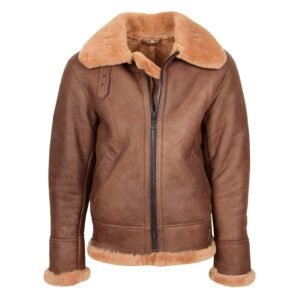 Mens B3 Sheepskin Vintage Flying Jacket Felix Tan