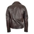 Men's Biker Leather Jacket Dual Zip Hook Brown Vintage rear view