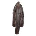 Men's Biker Leather Jacket Dual Zip Hook Brown Vintage lateral view