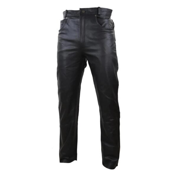 Front view of Men’s Jeans Hide Leather Trousers Biker Racing Classic