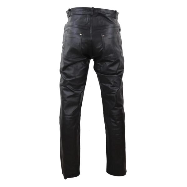 Full back view of Men’s Jeans Hide Leather Trousers Biker Racing Classic