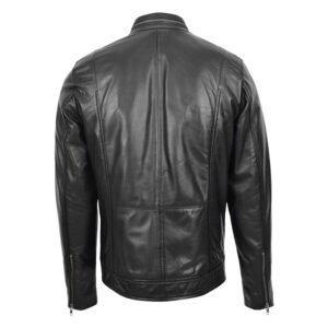 Men's Casual Biker Leather Jacket Jaime Black rear view