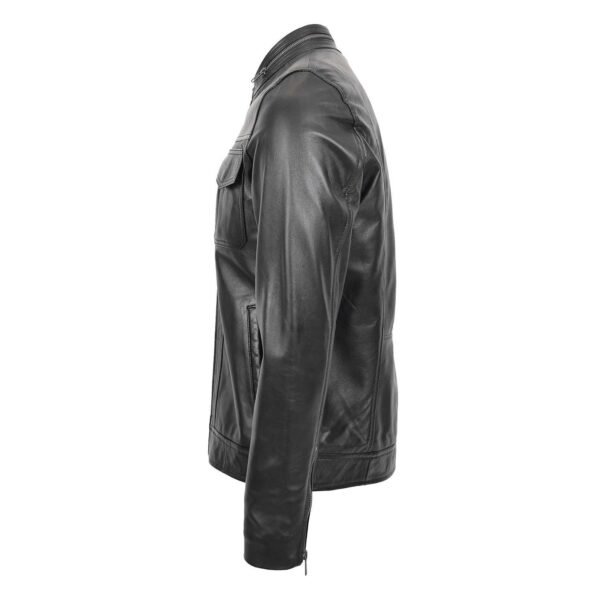 Men's Casual Biker Leather Jacket Jaime Black lateral view