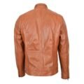 Men's Casual Biker Leather Jacket Jaime Tan rear view