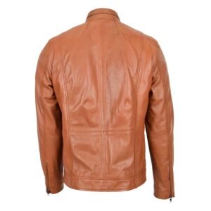 Men's Casual Biker Leather Jacket Jaime Tan rear view