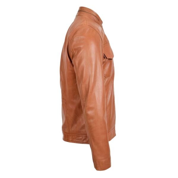 Men's Casual Biker Leather Jacket Jaime Tan lateral view