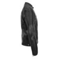 Men's Casual Soft Leather Biker Jacket Nelson Black lateral view