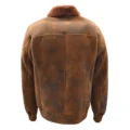 Back view of Mens Original Flying Sheepskin Bomber Brown Ginger Shearling Jacket Curtis