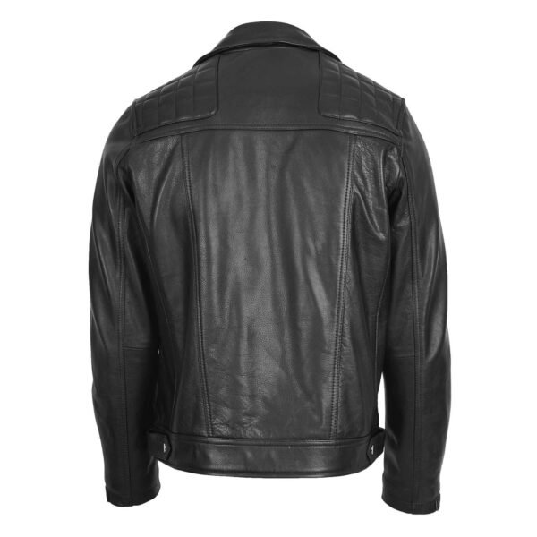 Men's Leather Biker Brando Design Jacket Sean Black rear side