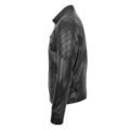 Men's Leather Biker Style Jacket with Quilt Detail Jackson Black lateral view