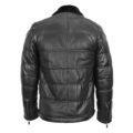 Men's Leather Biker Style Puffer Jacket Ronnie Black rear view