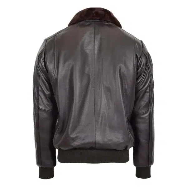 Back view of Mens Leather Bomber Jacket G-1 Aviator Style Jarrod Blown