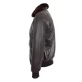 Angled view of Mens Leather Bomber Jacket G-1 Aviator Style Jarrod Black