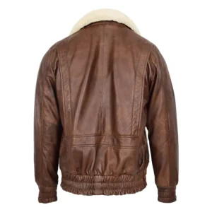 Rear view of Men's Leather Bomber Jacket G-1 Aviator Style Copper Brown