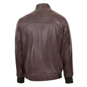 Back view of Mens Real Leather Bomber Jacket Raglan Shoulder Francis Brown