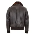 Back view of Men's Leather Bomber Pilot Jacket Removable Collar Leroy Brown