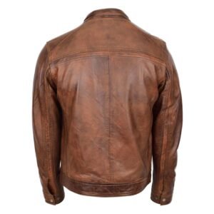 Men's Leather Cafe Racer Biker Jacket Charlie Antique Brown rear side