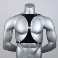 Men’s Leather Harness Adjustable Fetish Gay harness Black New front view