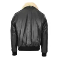 Back view of Men's Leather Jacket with Detachable Collar Pilot-N Black