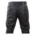 Close-up back view of Men’s Leather Jogger Jeans Elasticated Trousers Black