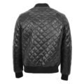 Back view of Mens Leather Quilted Bomber Jacket Warren Black