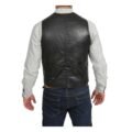 Back view of Men's Leather Traditional Waistcoat Petrelli Black