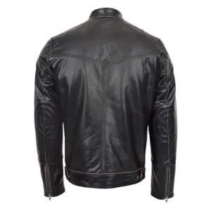 Men's Leather Vintage Biker Jacket Colin Dark Brown rear side