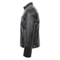 Men's Leather Zip Box Harrington Jacket James Black lateral view