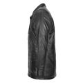 Angled view of Men's Leather Winter Car Coat Hip Length Jason