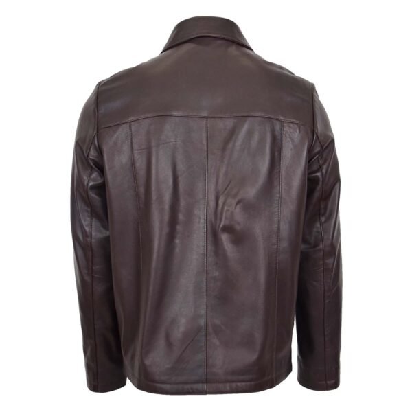 Men's Leather Zip Box Harrington Jacket James Brown rear view