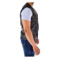 Angled view of Men's Real Leather Gilet Vest Waistcoat SAM Black