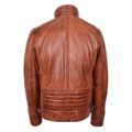 Men's Real Leather Sherpa Lined Jacket Alfie Brown rear view