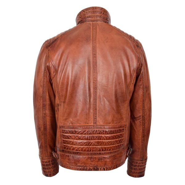 Men's Real Leather Sherpa Lined Jacket Alfie Brown rear view