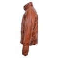 Men's Real Leather Sherpa Lined Jacket Alfie Brown lateral view