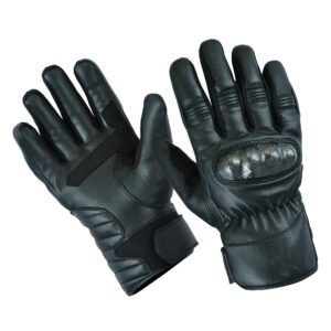 A pair of Motorcycle Leather Gloves Winter Thermal Waterproof Black