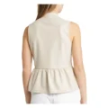 Back view of a model wearing a Off White Minimal Peplum Women’s Leather Tank Top