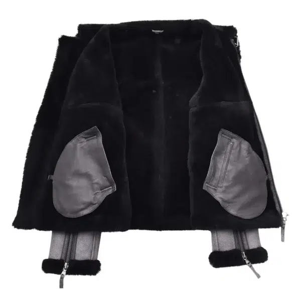 Interior view of Original RAF Flying Sheepskin Jacket Tyler Grey Black Shearling