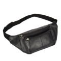 Real Men's Leather Belt Bag Leather Waist bag Black