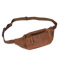 Real Men's Leather Belt Bag Leather Waist bag Oil Tan