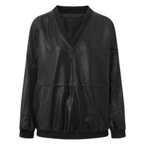 Sporty Kendra Long-Sleeved Women’s Leather Top Nero Black