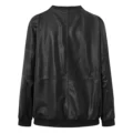 Back view of Sporty Kendra Long-Sleeved Women’s Leather Top Nero Black