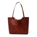 Women’s Leather Tote Bag Dark Brown with a white background