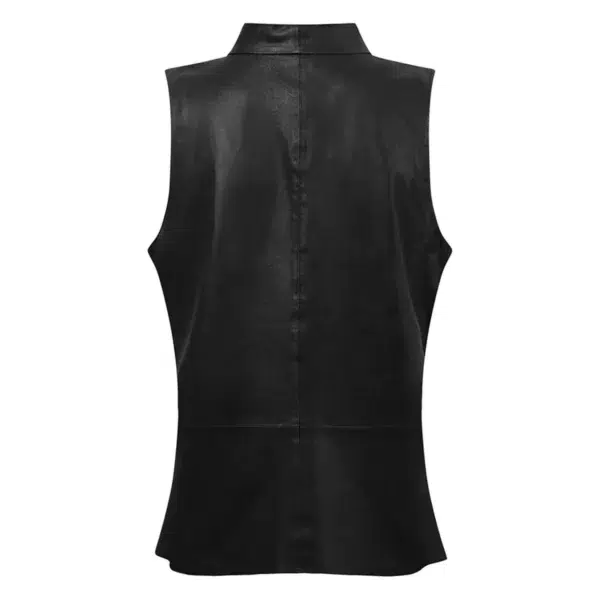 Back view of Tirsa Women’s Leather Top in silky soft leather Nero Black