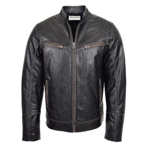 Mens Leather Vintage Biker Jacket Colin Dark Brown