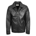 Mens Leather Zip Box Harrington Jacket James Black