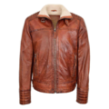 Mens Real Leather Sherpa Lined Jacket Alfie Brown