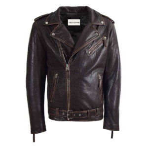 Mens Real New Zealand Leather Biker Style Jacket Zip Brando NELSON