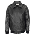 Bomber Leather Jacket For Men with Sheepskin Collar Viggo Black front side