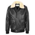 Mens G1 leather bomber jacket Aviator Style Jarrod Black